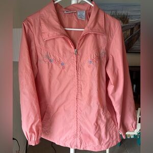 Blair Coral Windbreaker Embroidered Vintage Jacket – Size Small